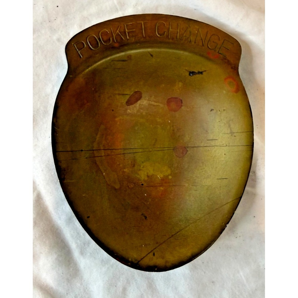 VTG Pocket Change Solid Brass Coin Dish Acorn Shaped Tray 6" by Price Products